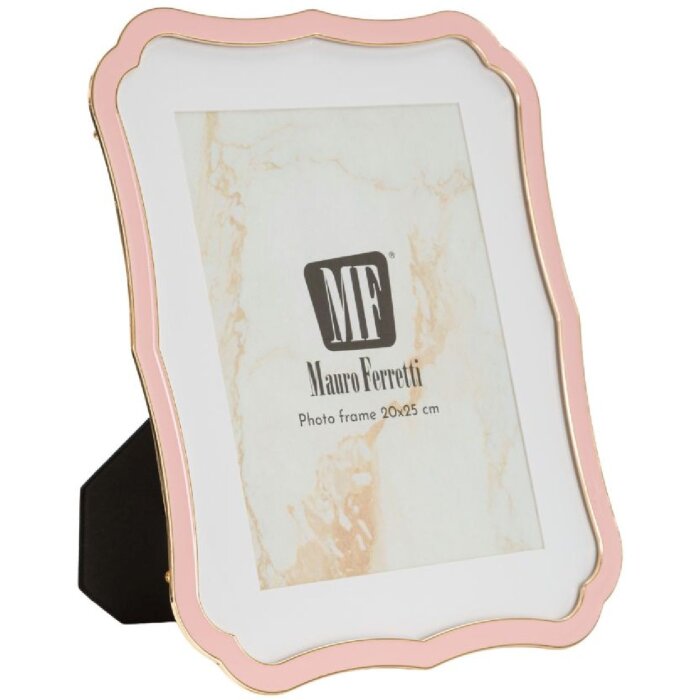 Ramă foto Margot 20x25 cm roz, design ondulat, zinc și sticlă