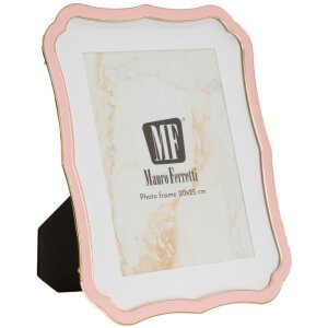 Ramă foto Margot 20x25 cm roz, design ondulat, zinc și sticlă