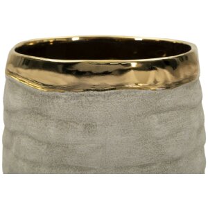 Vază „Lima Open” Mauro Ferretti, ceramică gri cu finisaj auriu interior