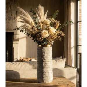 Vază „Lima Open” Mauro Ferretti, ceramică gri cu finisaj auriu interior