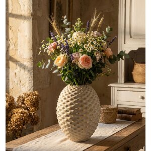 Vază „Pepipas Ball” Mauro Ferretti, ceramică gri cu detalii aurii