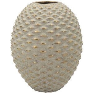 Vază „Pepipas Ball” Mauro Ferretti, ceramică gri-gold, design sferic reliefat