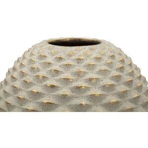 Vază „Pepipas Ball” Mauro Ferretti, ceramică gri-gold, design sferic reliefat