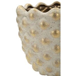 Set Mauro Ferretti „Pepitas” – 2 cachepoti ceramice gri-gold cu relief geometric