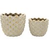 Set Mauro Ferretti „Pepitas” – 2 cachepoti ceramice gri-gold cu relief geometric