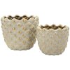 Set Mauro Ferretti „Pepitas” – 2 cachepoti ceramice gri-gold cu relief geometric