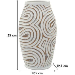 Vază "Oblix" Mauro Ferretti, albă cu efect de lac, Ø19,5x35 cm