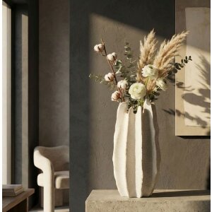 Vază „Ester“ Mauro Ferretti, Ø23x50 cm, din polyresin, design sculptural organic