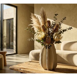 Vază "Ester" Mauro Ferretti, Ø26x40 cm, din polyresin, cu suprafață texturată naturală