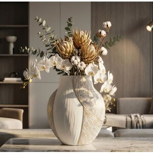 Vază "Ho Chi Minh" Mauro Ferretti, alb calcat, 35x13,5x37,5 cm