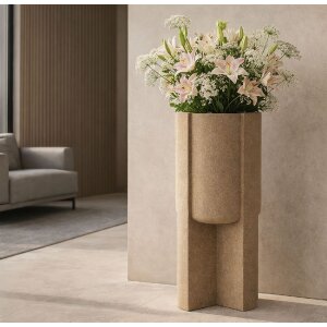 Stâlp pentru vase de flori „Moai” Ø39x80,5 cm, maro, Mauro Ferretti