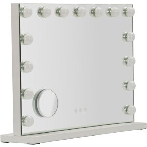 Spațiu de masă cu oglindă Hollywood LED 55x14x43 cm, alb