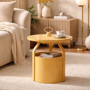 Mauro Ferretti Beistelltisch Iris Creme Ø44x43 cm Kunststoff