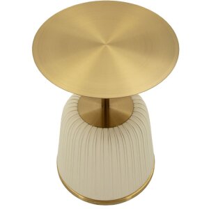 Mauro Ferretti Beistelltisch Egle Weiß Gold Ø40x55 cm Metall PU