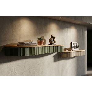 Set rafturi de perete Mauro Ferretti Frankfurt, 2 piese, lemn cauciuc și metal