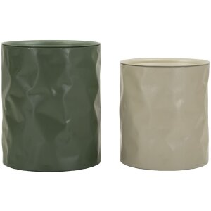 Mauro Ferretti Beistelltisch Set Norimberga 2 teilig Metall Weiß Grün