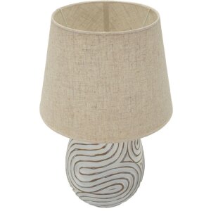 Lampă de masă Mauro Ferretti Oblix, Ø35x55 cm, polyresin, fier, stofă