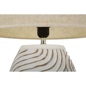 Lampă de masă Mauro Ferretti Oblix, Ø35x55 cm, polyresin, fier, stofă