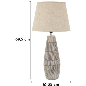 Lampe de masă Mauro Ferretti Hanoi, Ø 35x69,5 cm, poliresină, fier, textil