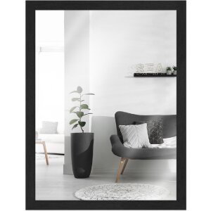 Oglindă de perete MendeFrames H960, negru mat, 70x100 cm, profil lemn