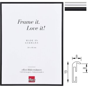 Rama foto Effect B1 Alu S1, rezistentă la flăcări, negru sau argintiu, 13x18-70x100 cm