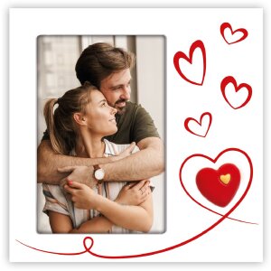 Rama foto Roberta 10x15 cm verticală albă cu inimi și...