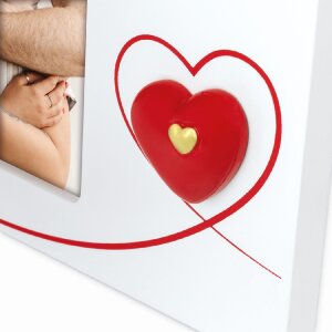 Rama foto Roberta 10x15 cm verticală albă cu inimi și...