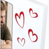 Rama foto Roberta 10x15 cm verticală albă cu inimi și suport de fixare
