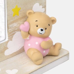 ZEP Ramă Foto din Lemn Teodoro Roz 10x15 cm cu Ursuleț