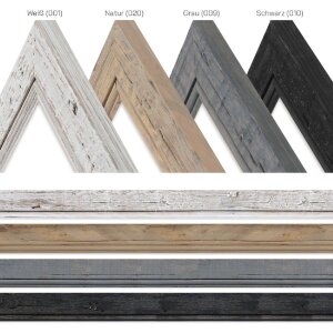 Rama foto MendeFrames H660 Shabby-Chic 50x75 cm neagră cu sticlă de muzeu