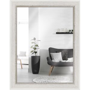 Oglindă de perete MendeFrames H640, stil Shabby-Chic, albă, 70x70 cm