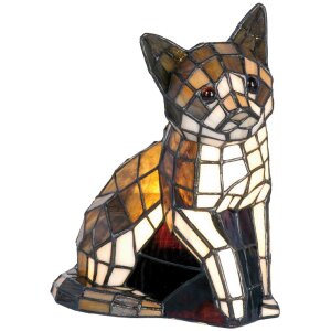 LumiLamp 5LL-776 Tiffany Tischlampe Katze Braun Creme...