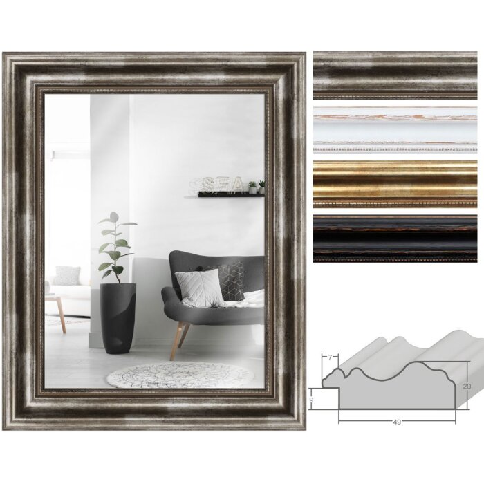 MendeFrames H550 Antic – oglindă perete din lemn masiv, design baroc