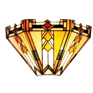 LumiLamp 5LL-9263 Wandleuchte Tiffany Beige Glas Dreieck...