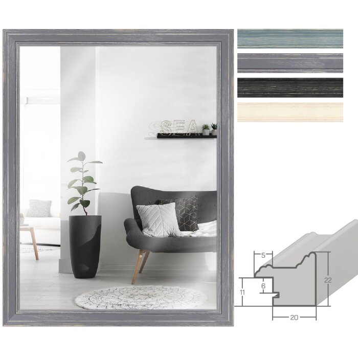 Oglindă de perete MendeFrames H470 Landhaus – 4 culori, dimensiuni 10x10 până la 50x75 cm