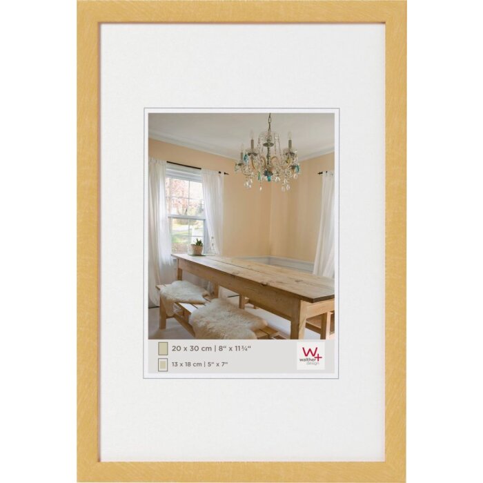 Walther Holzrahmen PEPPERS 20x30 cm Gold Blockprofil Klarglas MDF Rückwand