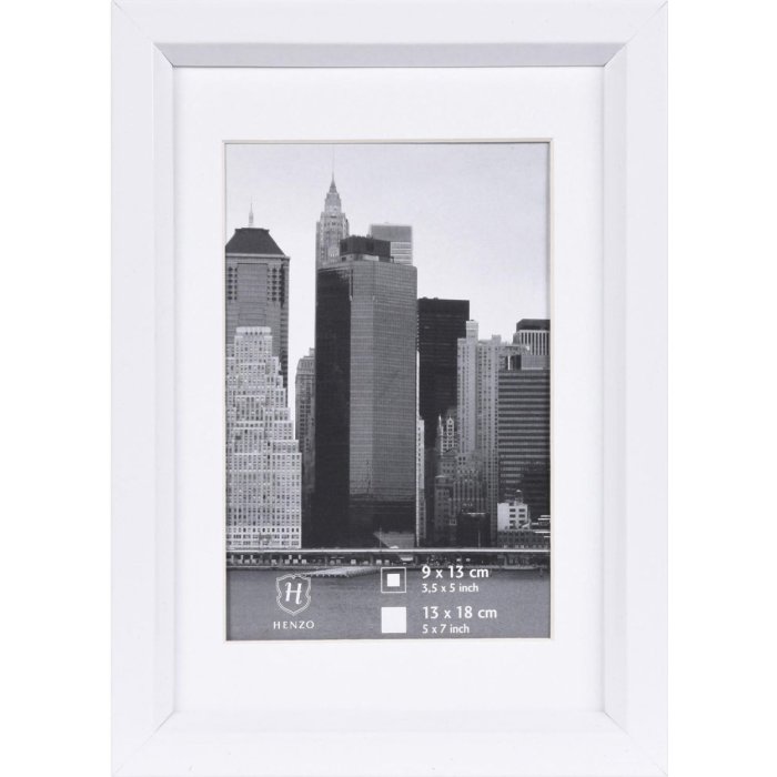 Henzo Kunststoffrahmen METALLICA 13x18 cm Weiß Manhattan-Style mit Passepartout