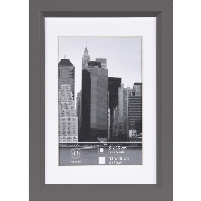 Henzo Kunststoffrahmen METALLICA 13x18 cm dunkelgrau mit Passepartout 9x13 cm