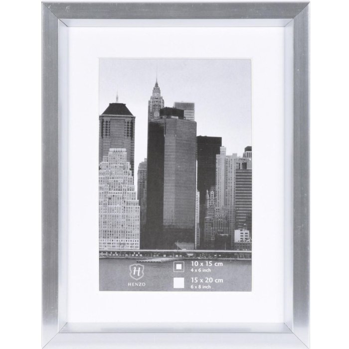 Henzo Kunststoff-Rahmen METALLICA 15x20 cm silber mit Passepartout 10x15 cm