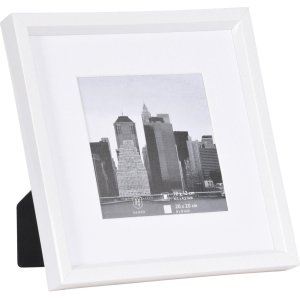 Henzo Rahmen Kunststoff 20x20 cm Metallica Weiß mit Passepartout und Klarglas