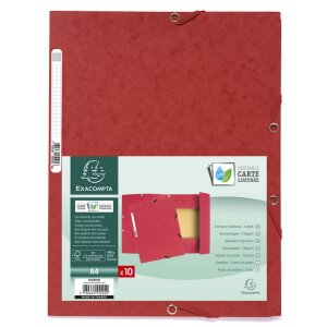 Exacompta Sammelmappe 3 Klappen Gummizug A4 Rot 400g/m² Manila-Karton