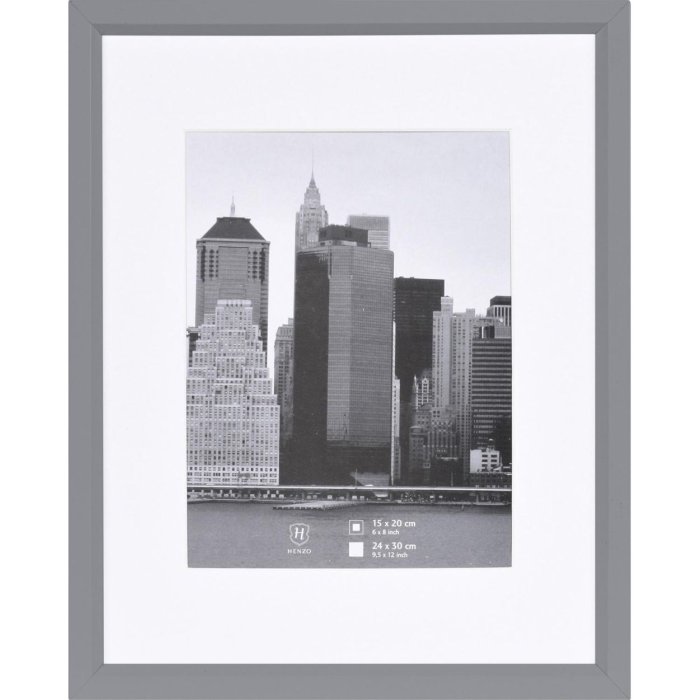 Henzo Kunststoffrahmen METALLICA 24x30 cm Silber mit Passepartout 15x20 cm