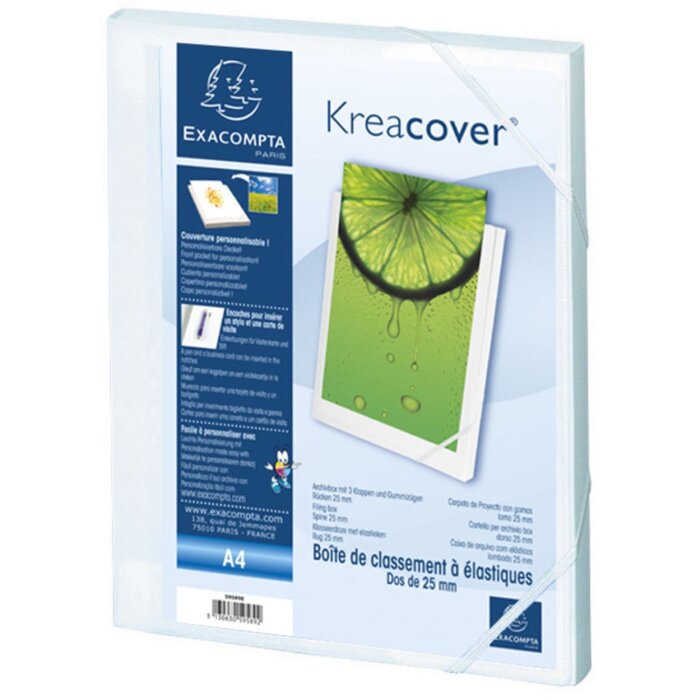 Exacompta Kreacover Archivbox DIN A4 Polypropylen 25mm mit Klarsichttasche