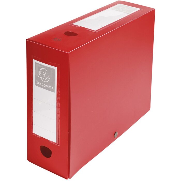 Exacompta Archivbox Druckknopf PP 700µ Rücken 100mm blickdicht DIN A4 Rot