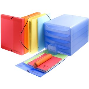 Ringbuch aus PP 1,2mm mit 4 Ringen 30mm, Rücken 40mm, Linicolor, für Format DIN A4 Überbreite Farben sortiert