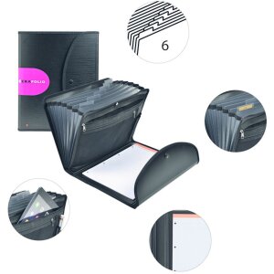 Exacompta Fächermappe A4 Exafolio 6teilig schwarz