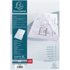 Exacompta Aktensichthüllen DIN A3 Hoch Kristall 200µ 10 Stück