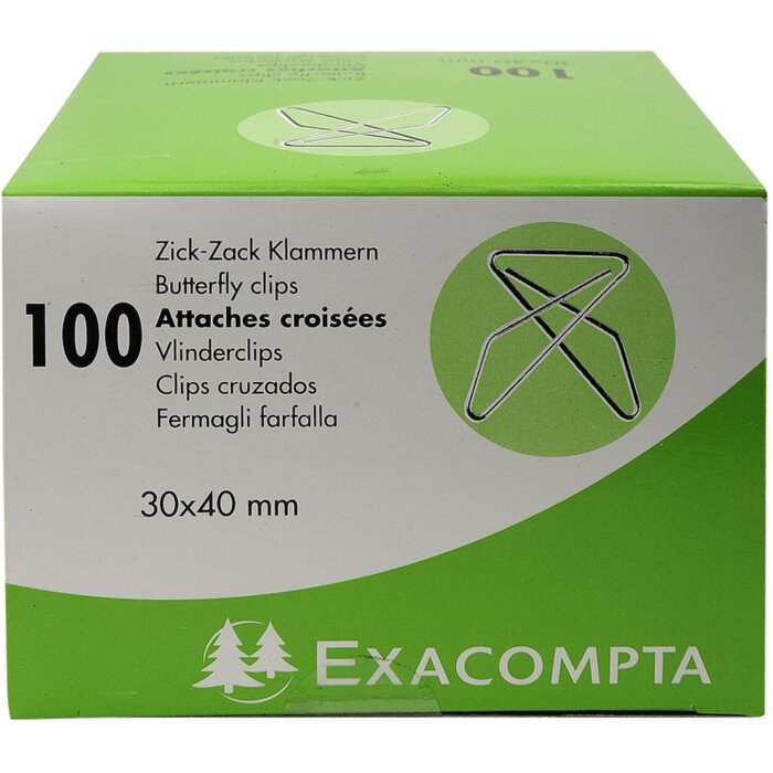 Exacompta Zick-Zack Büroklammern 30x40 mm Silber 100 Stück