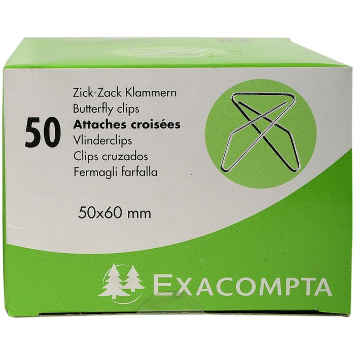 Exacompta Zick-Zack Klammern 50x60 mm Silber 50 Stück
