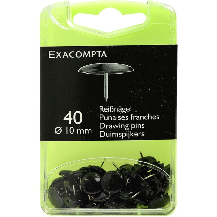 EXACOMPTA 14021E Reißnägel Schwarz Ø10mm 40er Pack